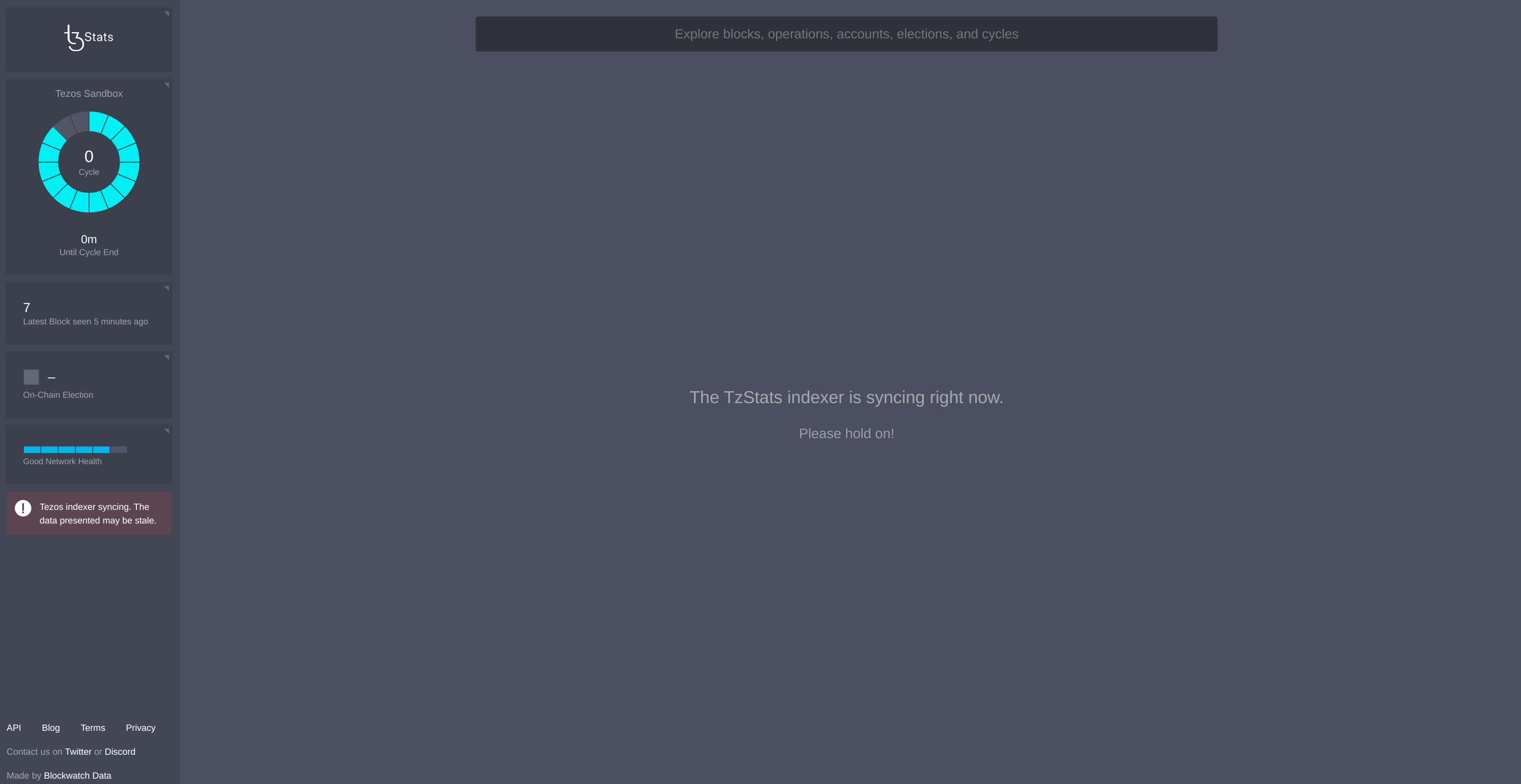 Welcome page of a private tzstats