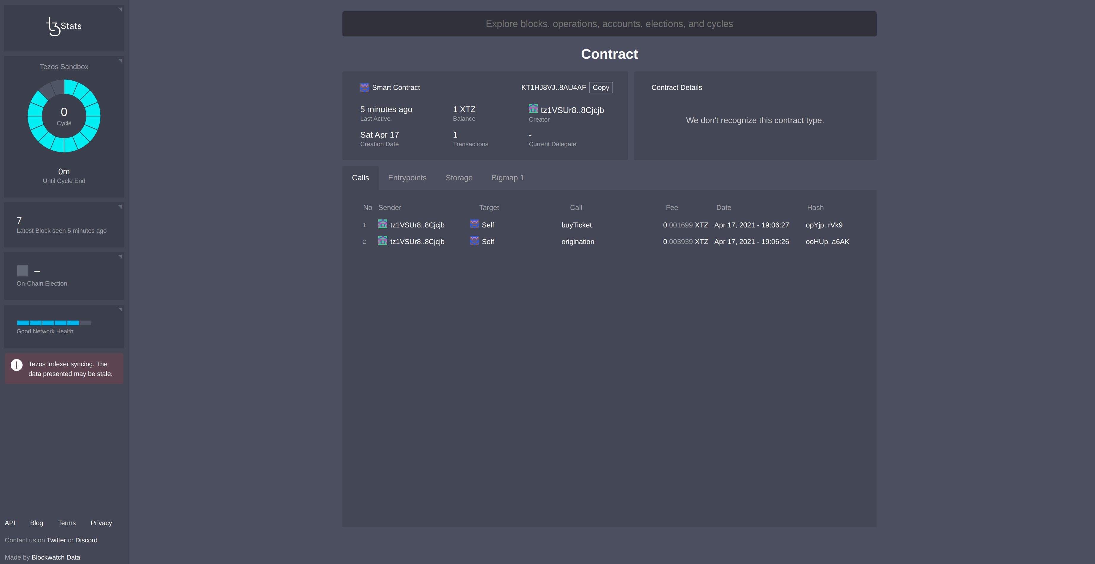 Smart contract details page